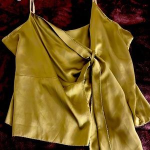 Plant green satin sweat heart neckline - wrap tank top. NWOT